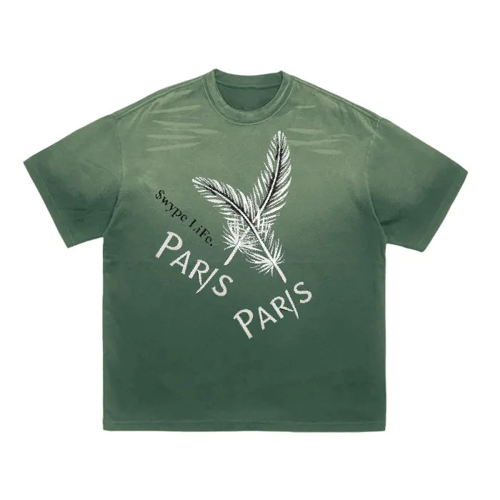Vintage Washed Tiger Stripes Dyed Gradient T-Shirt - 250 GSM