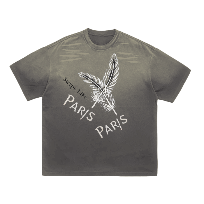 Vintage Washed Tiger Stripes Dyed Gradient T-Shirt - 250 GSM