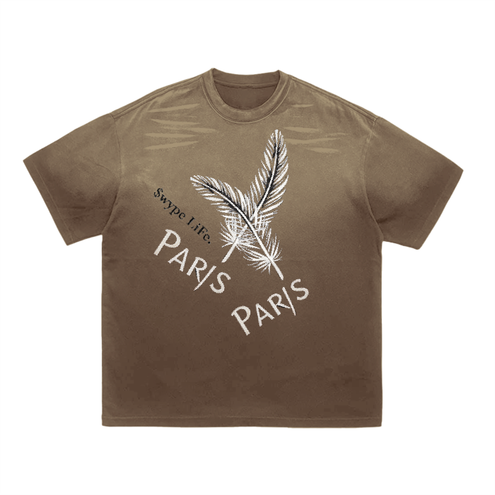 Vintage Washed Tiger Stripes Dyed Gradient T-Shirt - 250 GSM