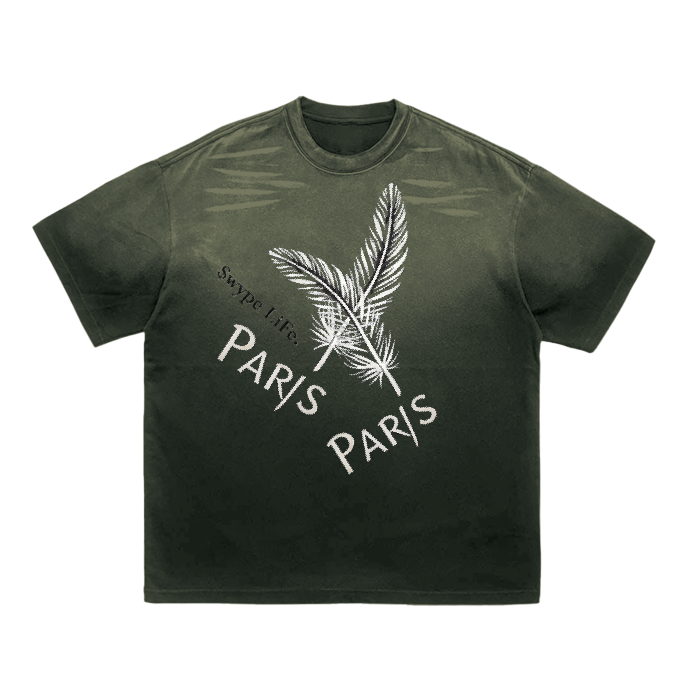 Vintage Washed Tiger Stripes Dyed Gradient T-Shirt - 250 GSM